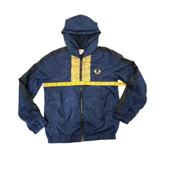 True Religion Youth Boys Navy Foil Print Hooded Windbreaker‎ , Size 7 - Picture 3 of 7